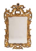 A Continental carved and giltwood framed wall mirror in Rococo style, 19th century,