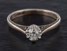 An 18ct gold, round brilliant-cut diamond ring,: estimated diamond weight ca. 0.