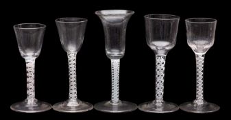 A group of ten English and Dutch wine glasses,