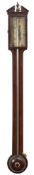 Donegan, Holborn a Georgian stick barometer: the silvered dial with usual barometer markings,