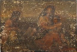Continental School 18/19th Century- The Holy Family,:- oil on panel, 33 x 48.5cm, unframed.