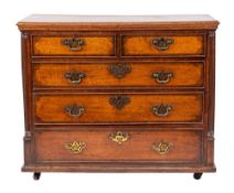 An oak and rosewood banded chest of drawers in George III style, later 19th century,