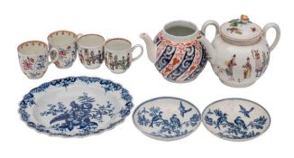 A mixed lot of First Period Worcester wares,