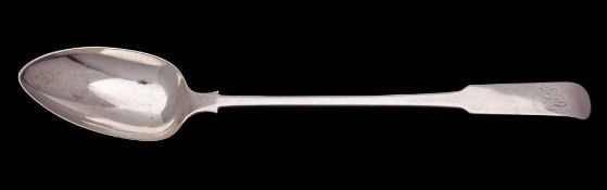 A George III provincial silver Fiddle pattern serving spoon, maker Joseph Goss, Exeter ,