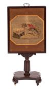 A George IV mahogany and tapestrywork firescreen, circa 1825,