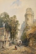 Paul Marny [1829-1914]- Guys Tower, Warwick castle; A Cathedral Town on the Continent,