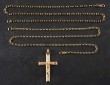 A 9ct gold crucifix pendant,: the pendant with control marks for Italy, length ca. 5.