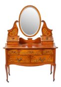 An Edwardian painted satinwood dressing table in Sheraton taste, early 20th century,