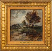 Robert William Arthur Rouse [1867-1951]- 'Sketch for Salon Picture', cattle in a river landscape,