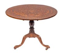 A Dutch walnut and marquetry circular occasional table, early 19th century,
