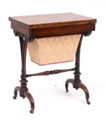 A George IV or William IV rosewood card and work table, circa 1830,