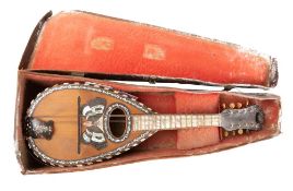 A late 19th century rosewood and mother or pearl mandolin by Luigi Poppi,