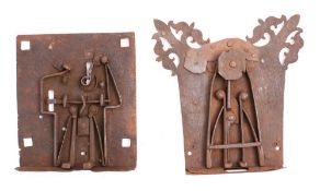Two Continental iron locks, possibly 16th century or later:,