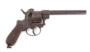 A Continental pinfire six shot revolver: serial number 269765 with two piece wooden grip,