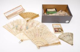 A group of 19th century bone and boxwood fans,