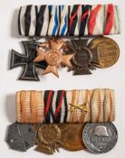 Two German reproduction WWI medal groups of four.