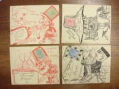 Various stamps and covers in two albums with four unusual Boer War patriotic envelopes unused