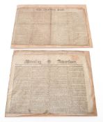 Two early 19th century newspapers; The Morning Post.