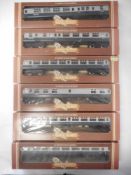 Hornby Railways, six assorted passenger coaches: all in Inter-City blue/grey livery, all boxed.