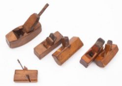 A group of six miniature boxwood planes: (6)