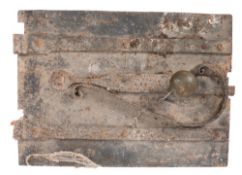 A 19th Century cast iron and brass bread oven door:,