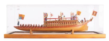 A 1/40th scale model of 'The Lord Mayor's (or City Barge) 1807 by Allan E Walker, Dawlish ,