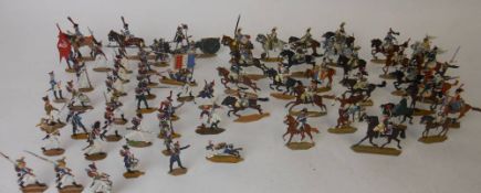A collection of painted metal flats: depicting the Napoleonic French army, includes infantry,