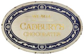An early 20th century 'We Sell Cadbury's Chocolates' oval advertising mirror,