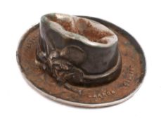 An early 20th century Carron Company advertising astray in the form of a hat: signed as per title,