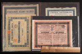 A group of four early 20th century share certificates; comprising 'Usines Motobloc, 1950',