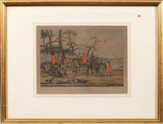 After Alken - Unkenneling; Breaking Cover; Full Cry; The Death,:- set of four colour lithographs,