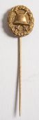 A German WWI gilt metal wound badge lapel pin.