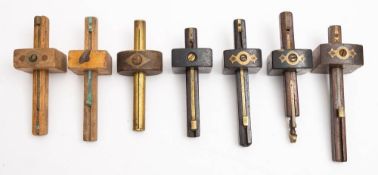 A group of seven various mortice gauges: including one by Marples & Son (7)