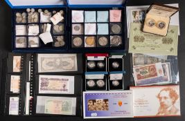 A collection of coins: including Royal Mint 19189 silver £2 coins (pair) .