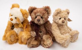 Three plush Charlie Bears after Isabelle Lee, 'Jeremy', 'Claire' and 'Nora', each with tags and bag.