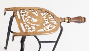 A Georgian pierced brass bar-grate trivet:,