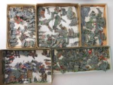 A collection of painted metal flats: depicting the Swiss Army through the ages, includes artillery,
