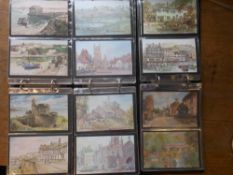 Four postcard albums of assorted subjects: includes Devon topographical, greetings cards,