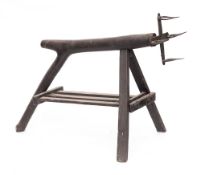 A rare beechwood toasting dog or lark spit: with four twin pronged spit,