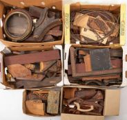 Boxes containing longcase and other case parts: including veneers, fluted pillars, mouldings,