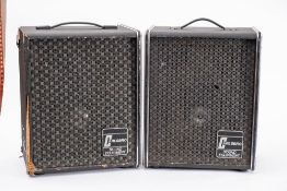 A pair of Carlsboro Sound Equipment PA speakers circa 1970s, black vinyl cases,