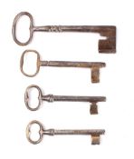 Four various French 18th/19th century steel keys: largest 16.