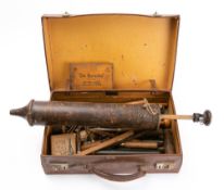 An early 20th century piano tuner's kit including hammers, treble mutes, tuning forks etc,