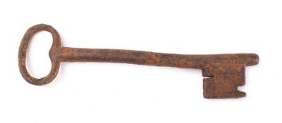 An early steel key with plain shank and bow,