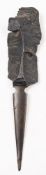 A WWI period German trench art shell shrapnel letter opener: of one piece construction,