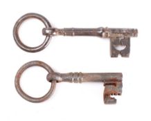Two 19th century 'stable' or ring topped keys,