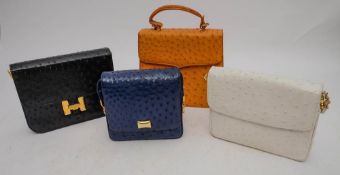 A light tan ostrich skin handbag by Amber,