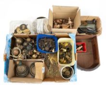 Various longcase clock parts: including four pairs of cast-brass dial-arch spandrels,