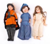 A Simon & Halbig bisque head doll, brown wig, blue glass sleeping eyes,