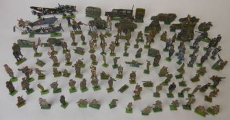 A collection of 27mm flat figures: depicting the French Army 1939-40, includes aircraft, infantry,